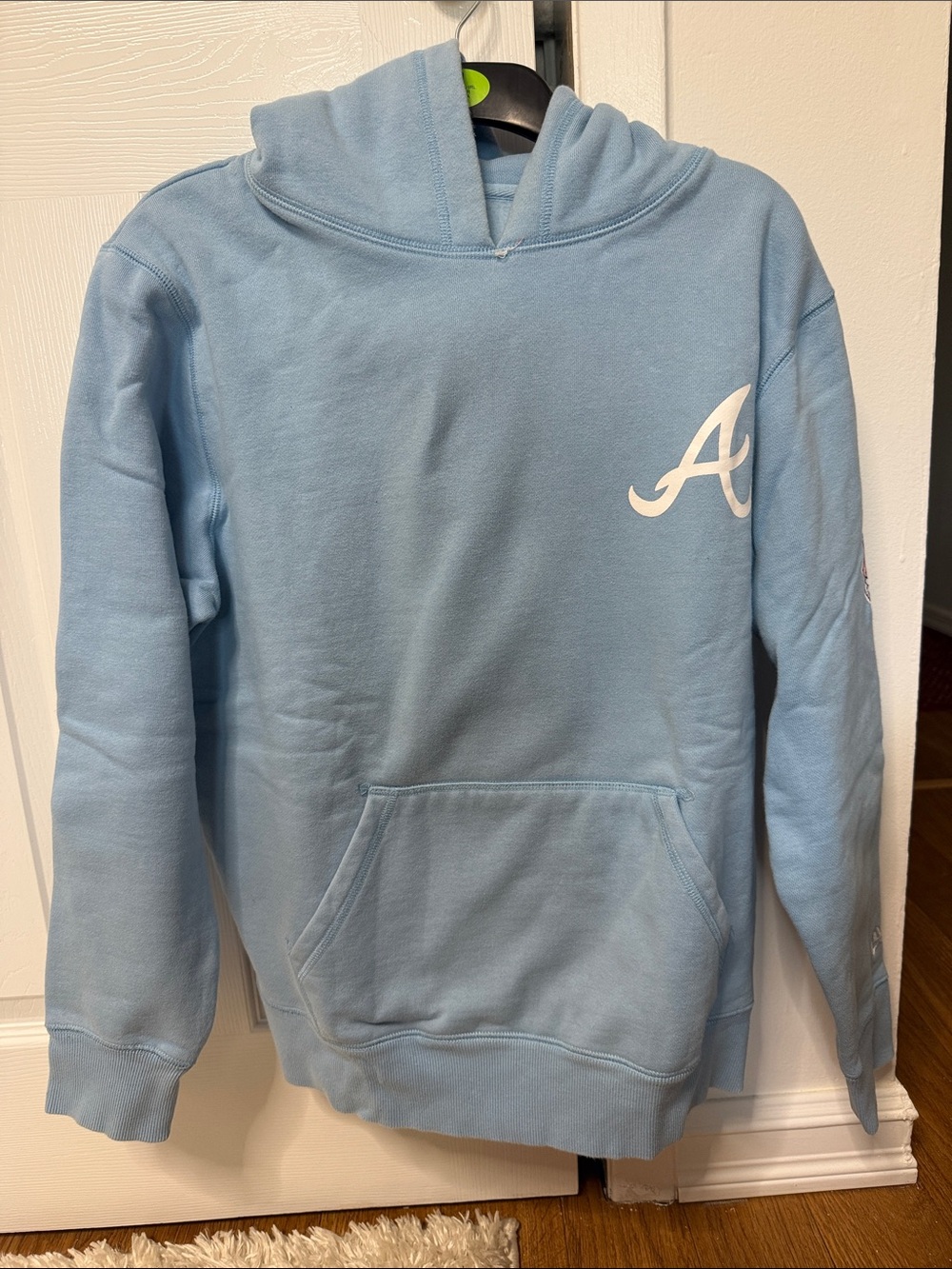 New Era Light Blue Crewneck Hoodie with White 'A' Logo